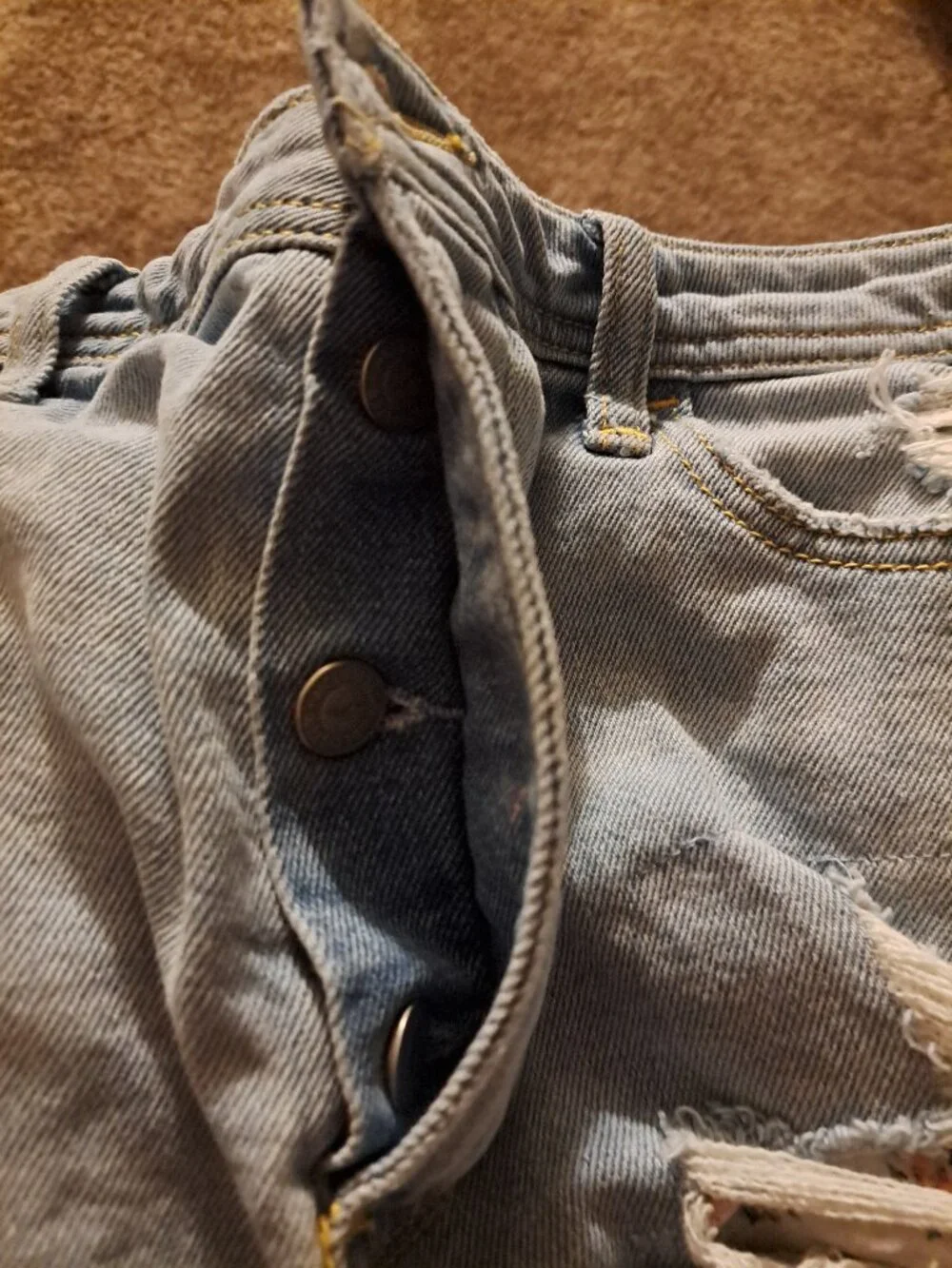 Hollister Distressed Ultra High-Rise Mom Shorts With Floral Panels